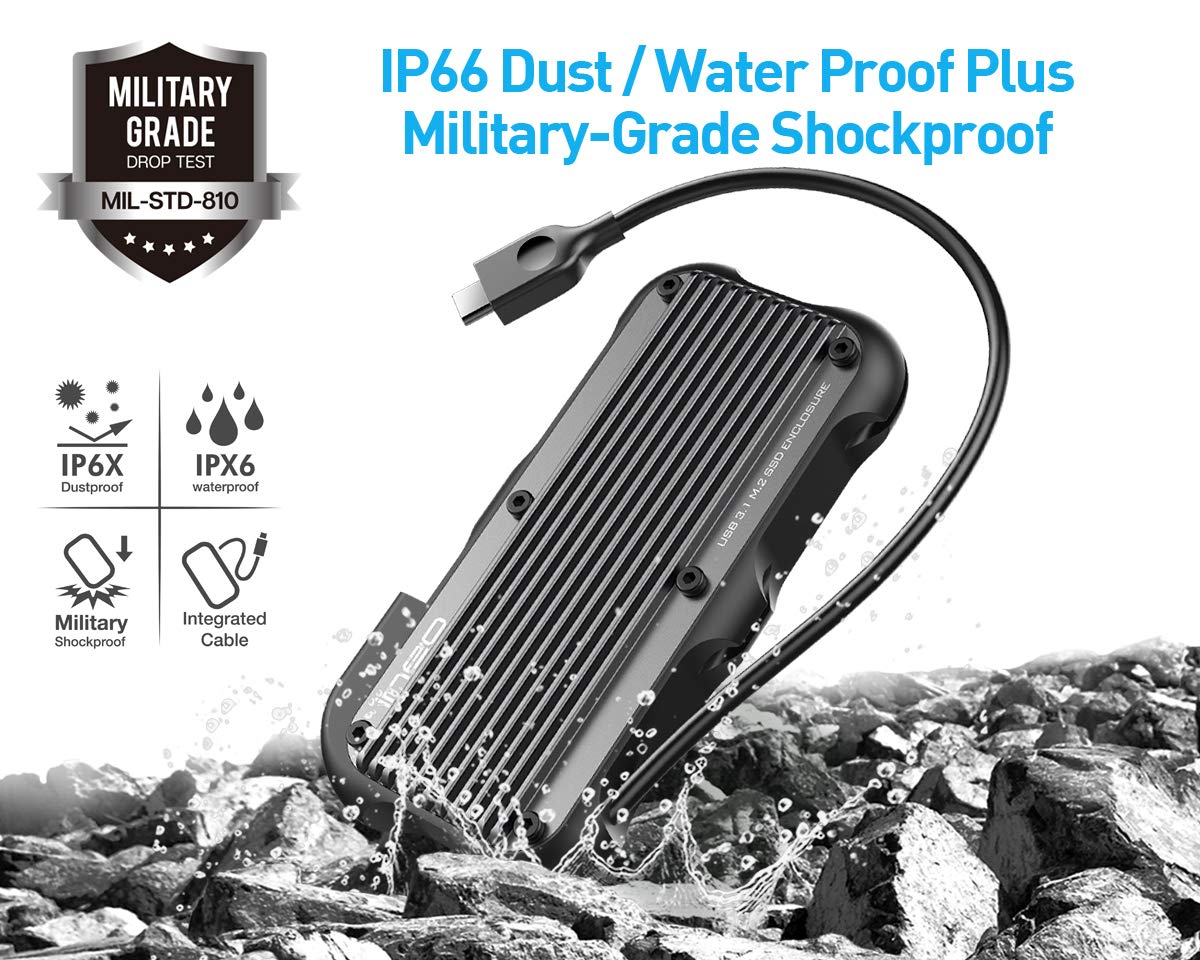Ineo M.2 Nvme (Pcie) Usb 3.2 Gen 2 Type C Rugged Waterproof Shockproof Aluminum Cover Ssd Enclosure [C2594 Nvme]