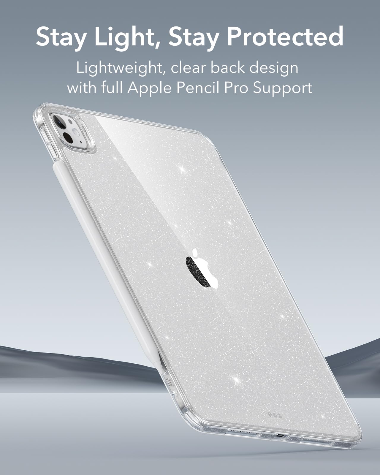 Esr For Ipad Pro 13 Inch Case M4(2024), Thin And Lightweight, Shock And Drop Protection, Yellowing Resistant, Hard Back, Supports Pencil Pro And Pencil(Usb C), Classic Series, Clear Shimmer