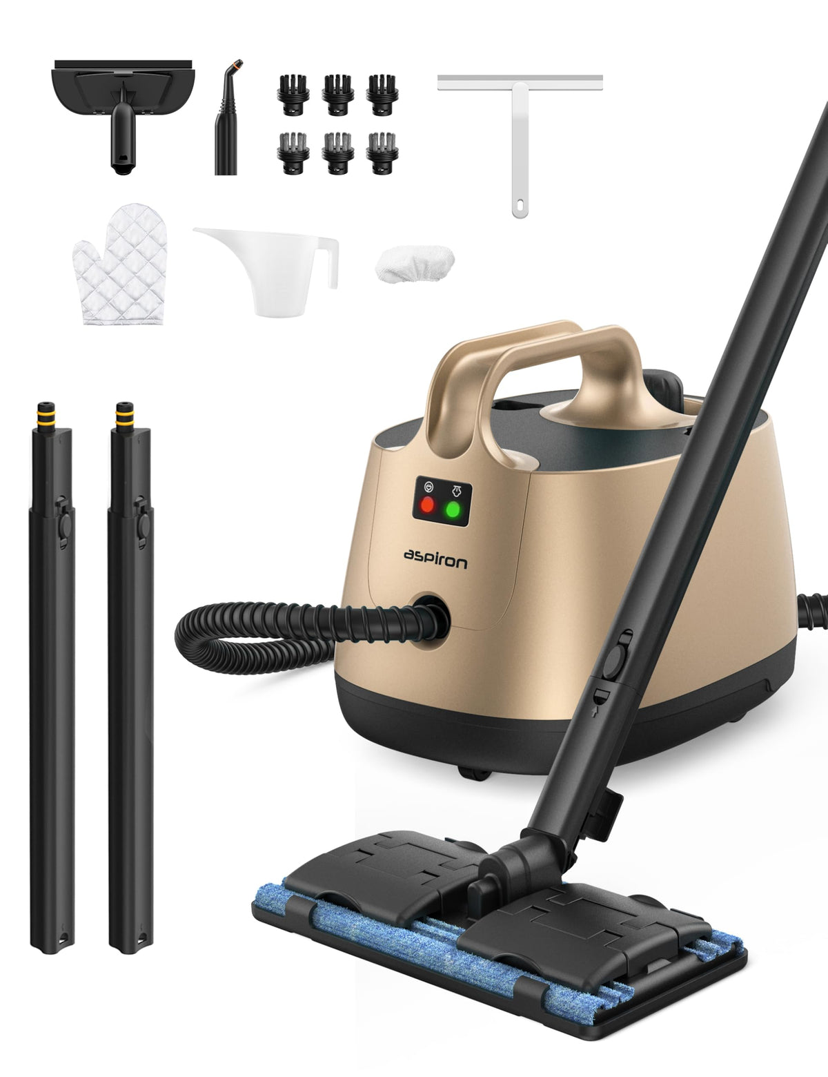 Steam Cleaner, Aspiron Upgrade Steamer With 21 Accessories, Portable Multipurpose Steam Cleaner, Quick Heating,1.5L Capacity, He