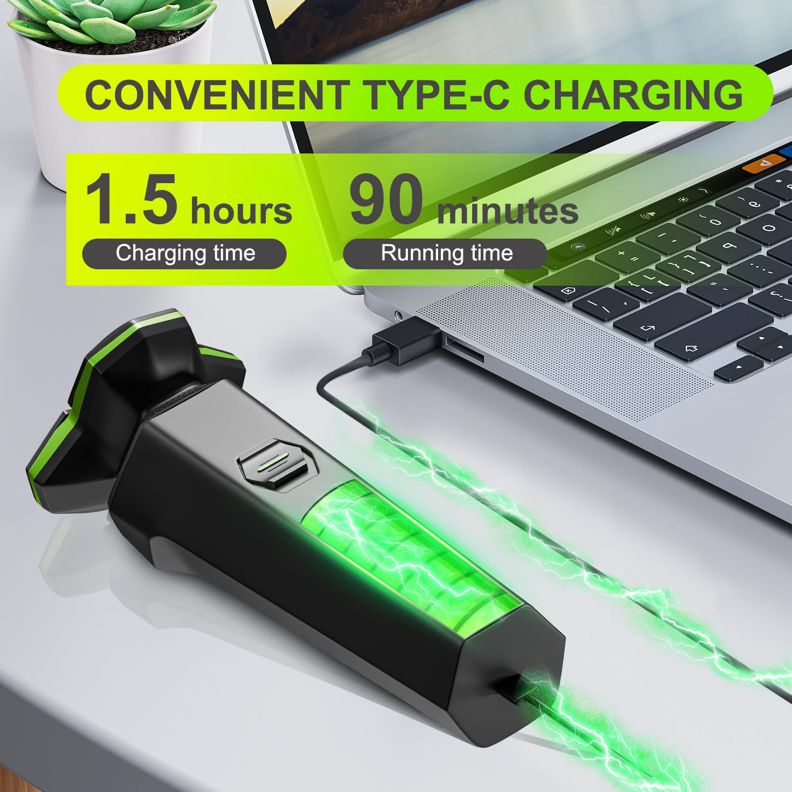 Electric Razor For Men   Electric Shavers For Men With Magnetic Detachable Head, 3D Floating Head, Ideal For Travel, Office, And