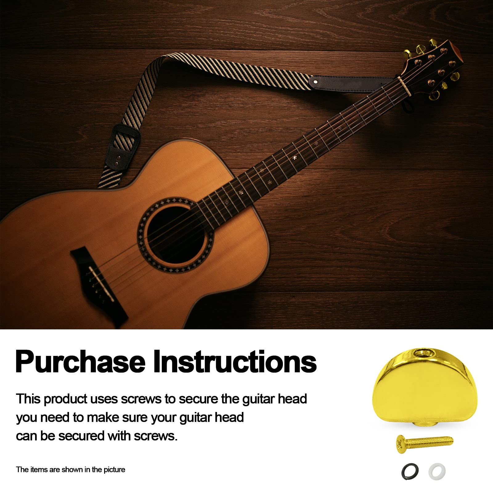 Maxcheer 6Pcs Metal Big Semicircle Guitar Tuning Pegs Tuners Machine Heads Replacement Buttons Knobs Handle (Gold)