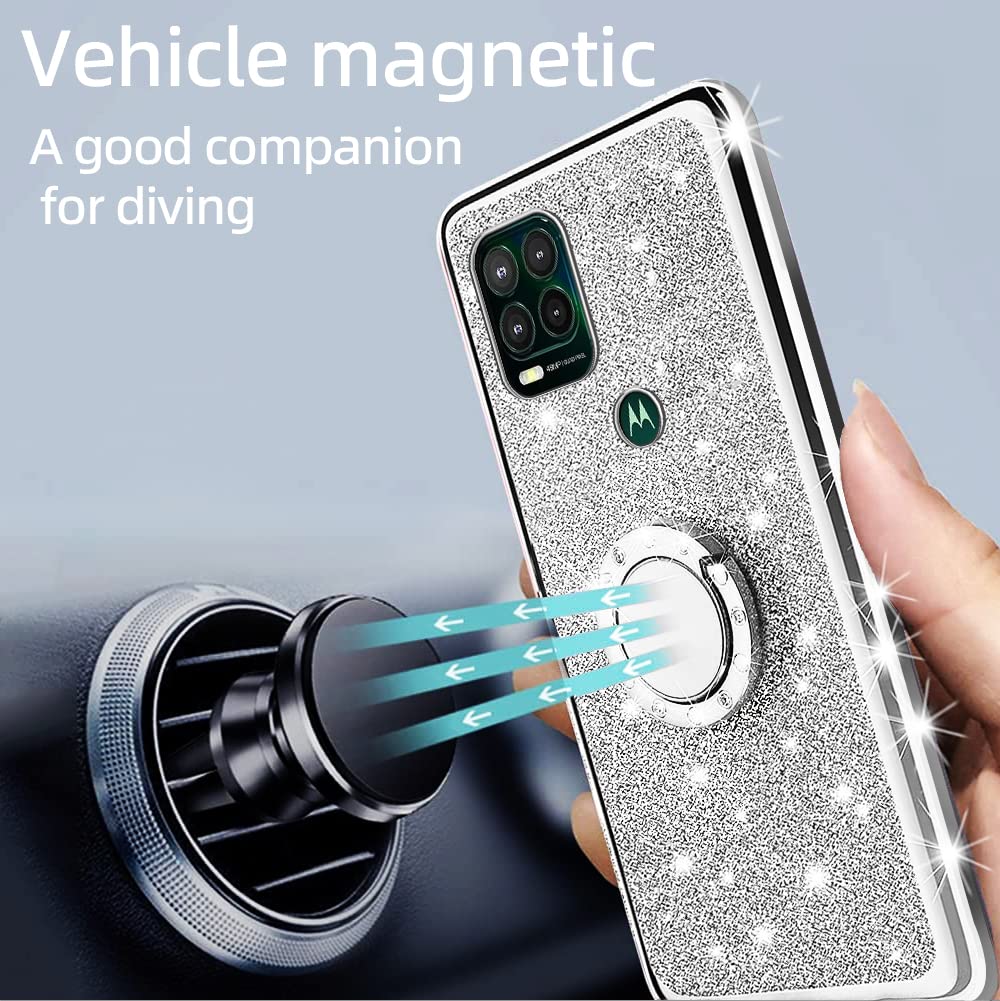 For Moto G Stylus 5G Case (2021) Cute Luxury Glitter Silicone Tpu Phone Case For Women Girls With Kickstand, Bling Diamond Rhine