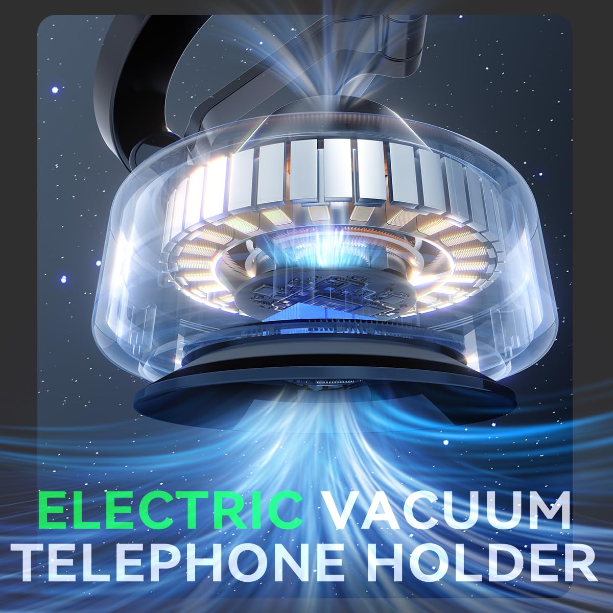 Xo Simple Is Beauty Electric Magnetic Car Phone Holder, 360 Rotation Vacuum Suction Cellphone Mount Foldable Car Mount Stand For