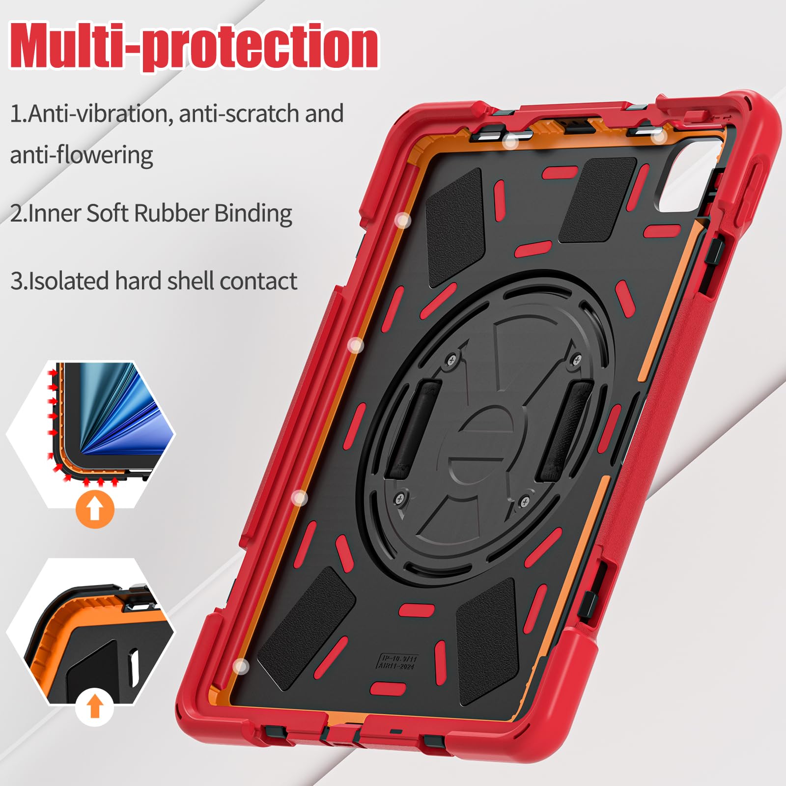 Tsqqst For Ipad Air 11 Inch Case M2 2024 6Th Generation W/Screen Protector, Ipad Pro 11 Case 2022 Heavy Duty Rugged, 360 Rotate