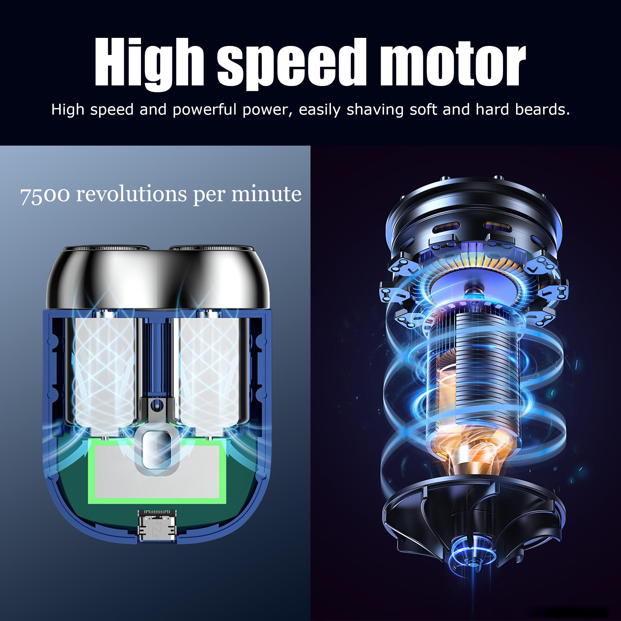 Mini Electric Shaver, Portable Dual Head Electric Shaver For Men, Waterproof Usb Electric Mini Razor, Travel Pocket Electric Sha