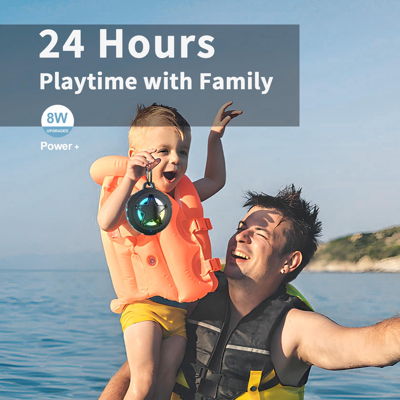 Eboda Bluetooth Shower Speaker, Ip67 Waterproof Portable Speakers, Floating, Tf Card, Small Outdoor Speaker With Led Light, True Wireless Stereo For Bike, Beach, Paddle Board, Kayak, Gifts