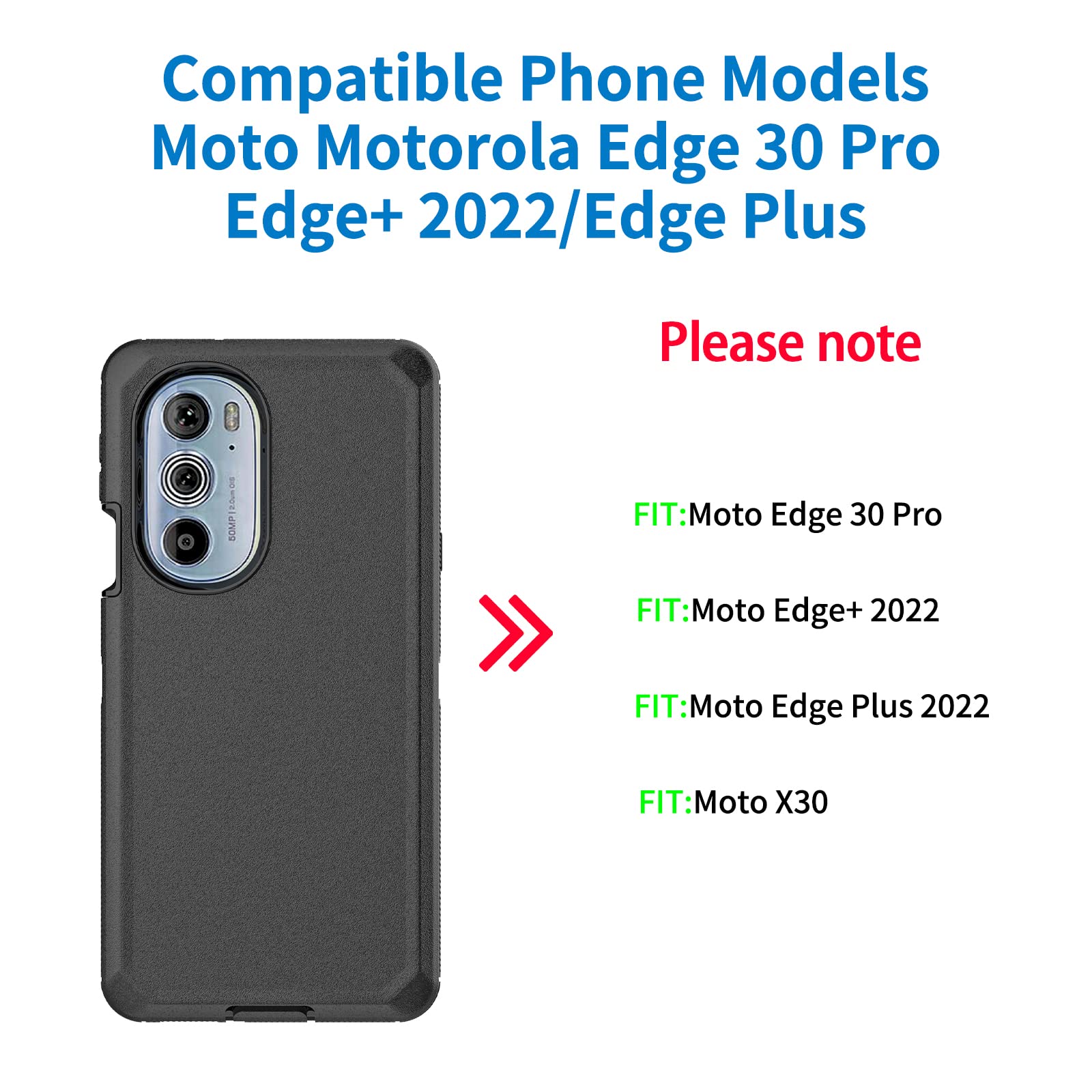 Anloes Case For Moto Motorola Edge 30 Pro/Edge+ 2022/Edge Plus 2022/X30, Defender Phone Case Heavy Duty Shockproof Rugged Protec