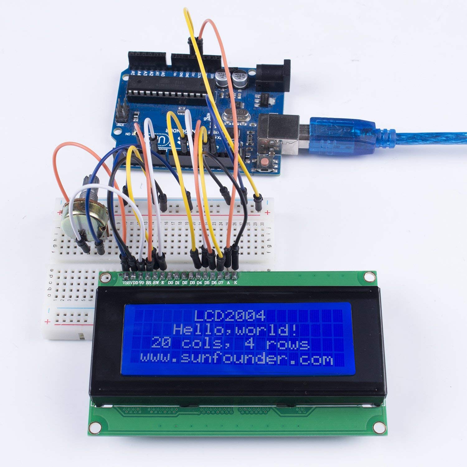 Sunfounder Lcd2004 Module With 3.3V Backlight Compatible With Arduino R3 Mega2560 Raspberry Pi Display Of 20X4 White Characters