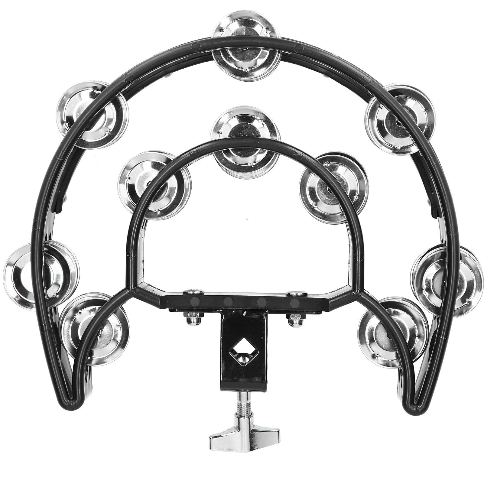 VGEBY Drum Set Hi Hat, Hi Hat Tambourine Drum Set Multifunctional Hand Bell Rattle Loose Double Row Bells KTV Tambourine For Dru