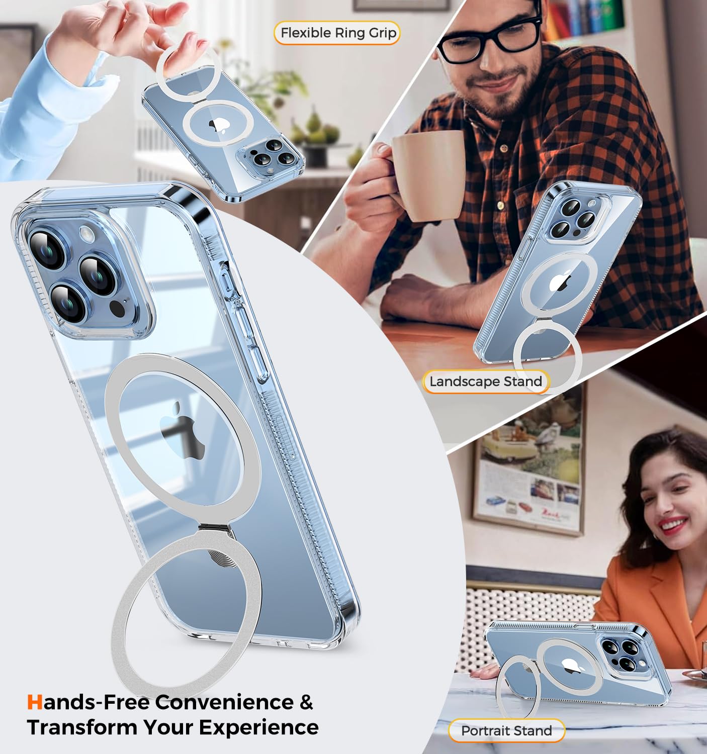 Tlikemiss [Cd Ring Compatible With Magsafe Invisible Stand] Magnetic For Iphone 13 Pro Case, [Clear Bumper Non Yellowing][Look A