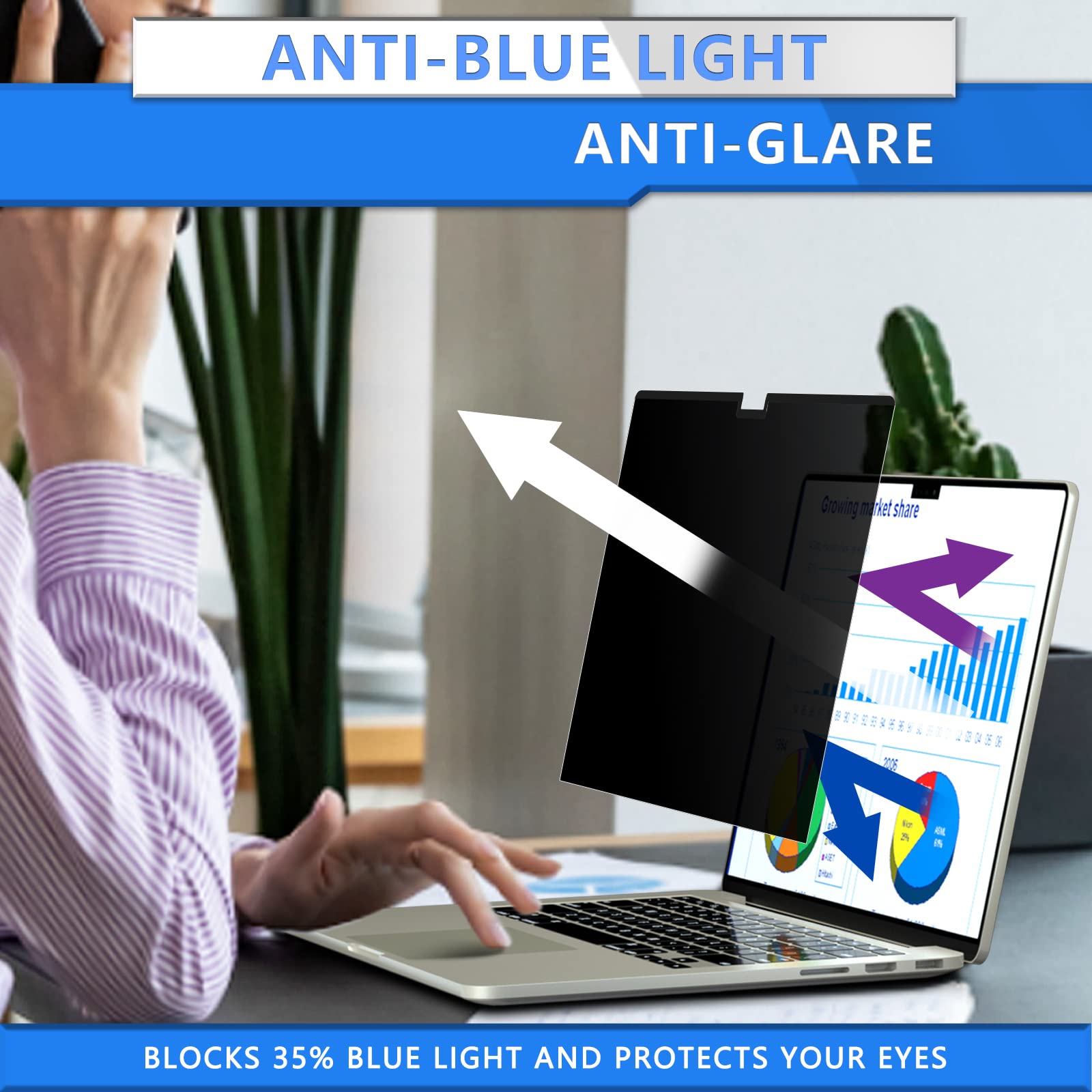 Macbook Pro 14 Privacy Screen, Magnetic Removable Privacy Screen Compatible With Macbook Pro 14 Inch 2021~2023 (M3 /M2/M1 Chip/A