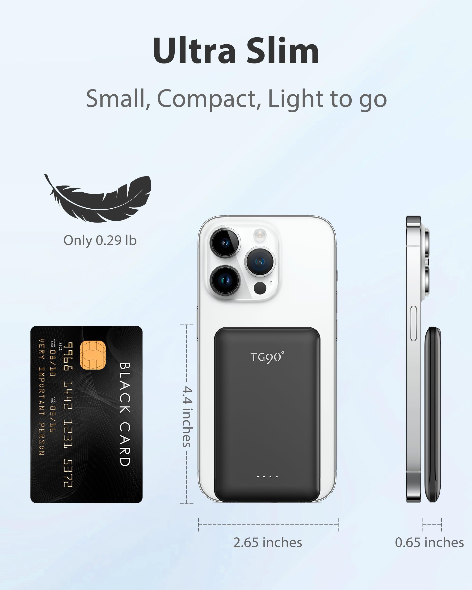 Tg90 2 Pack Portable Charger With Built In Foldable Ac Wall Plug And Cables, 5000Mah 3 Outputs Battery Pack Mini External Power