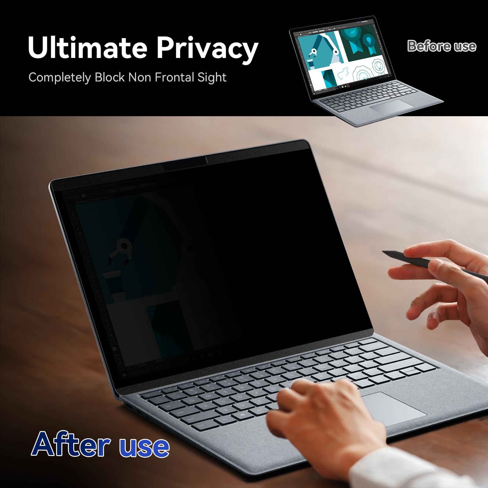 Magnetic Privacy Filter Compatible With 13.5 Inch Surface Laptop 5/4/3/2/1, Removable Anti Glare Blue Light Laptop Privacy Scree