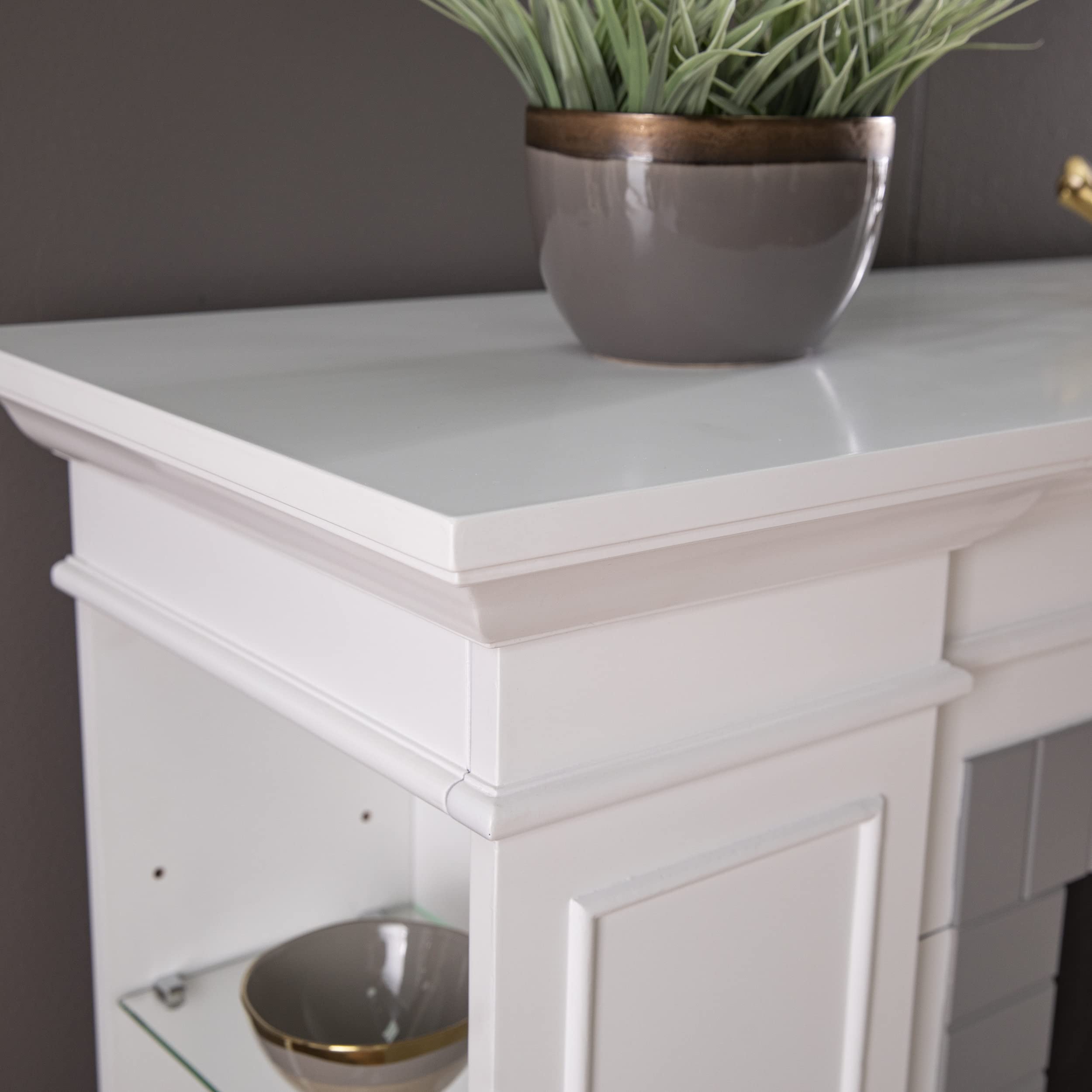 Sei Furniture Rylana Bookcase Electric Fireplace, White