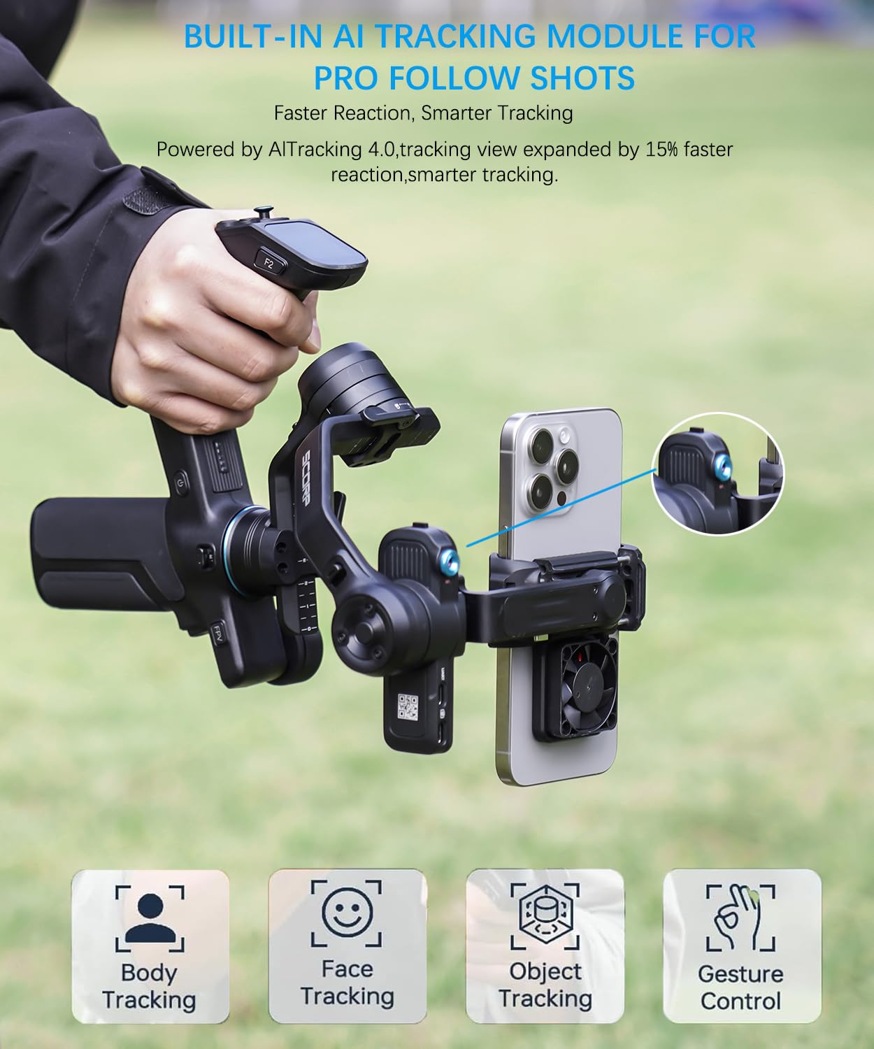 Feiyutech Scorp Mini 3 Gimbal Stabilizer For Iphone, 3-Axis Smartphone Gimbal Built-In Ai Tracking Module,Phone Gimbal With Cool