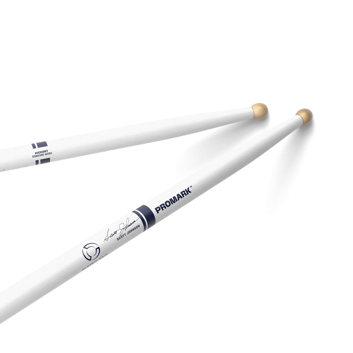 Promark Drum Sticks   Scott Johnson Drumsticks   Drum Sticks Set   Wood Tip   Painted White Hickory Drumsticks   Consistent Weig