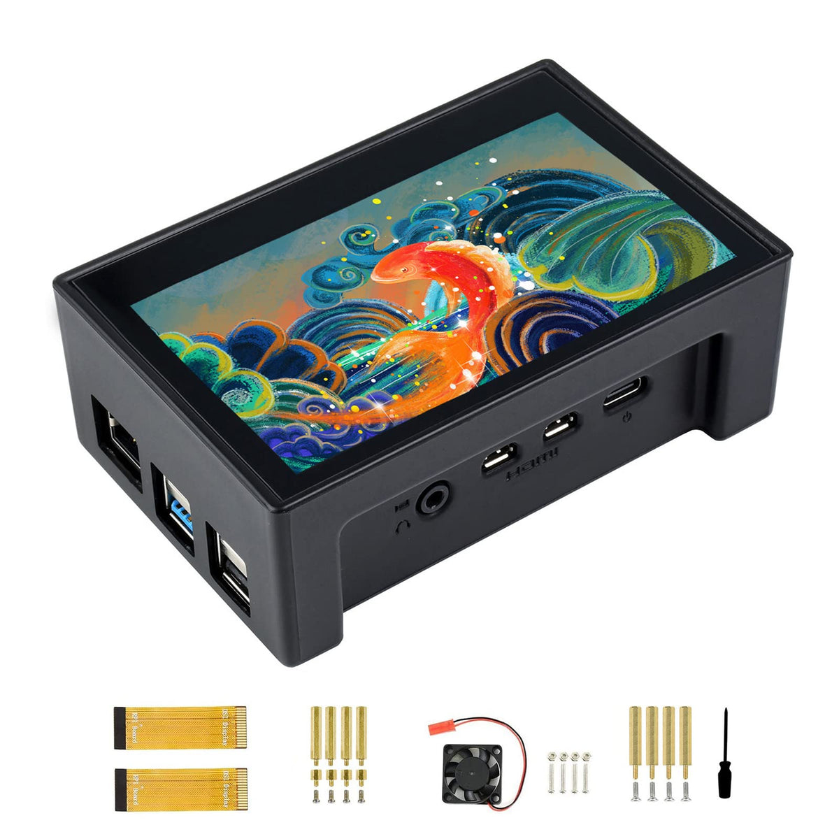 Waveshare 4.3 Inch Touch Screen Dsi Lcd With Case For Raspberry Pi 4B, 800  480 Resolution Monitor Ips Capacitive Screen Support