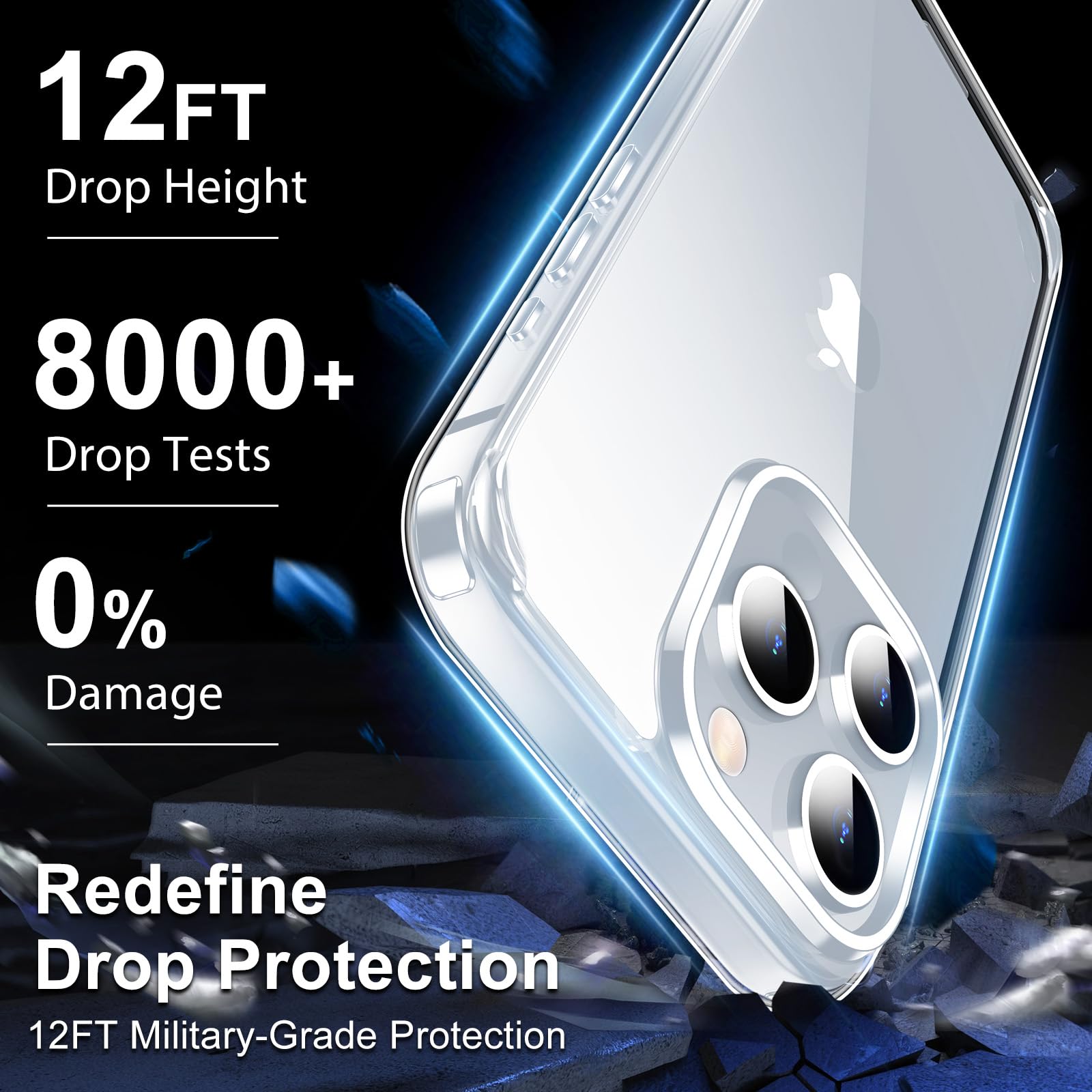 Jaroco For Iphone 15 Pro Case 6.1 Inch, Anti Yellowing Shockproof Phone Bumper Cover, Anti Scratch Clear