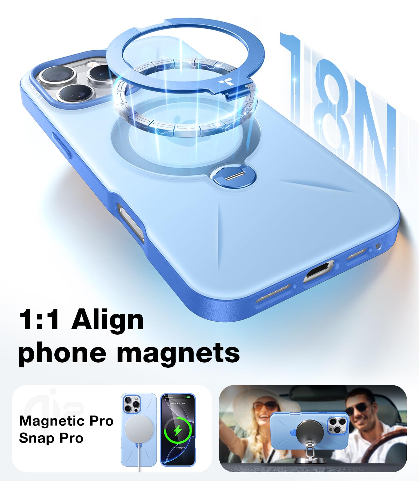 Torras 360 Spin Magnetic Stand For Iphone 16 Pro Max Case, Fit For Magsafe, Military Grade Protective Case For Iphone 16 Pro Max