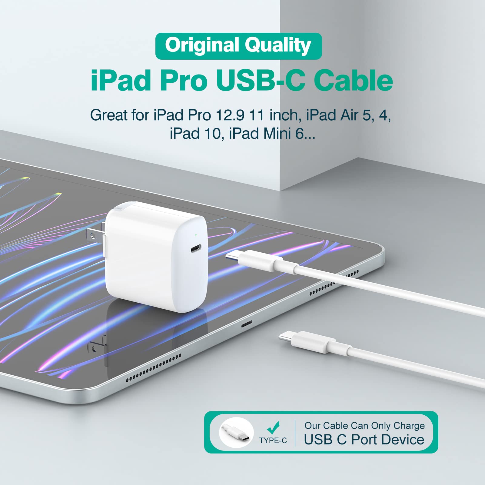 Ifeart 10Ft Usb C To Usb C Cable For Ipad Pro 13 12.9 11 Inch, Ipad Air 5 4, Mini 6, Macbook Air Macbook Pro Charger, Iphone 16