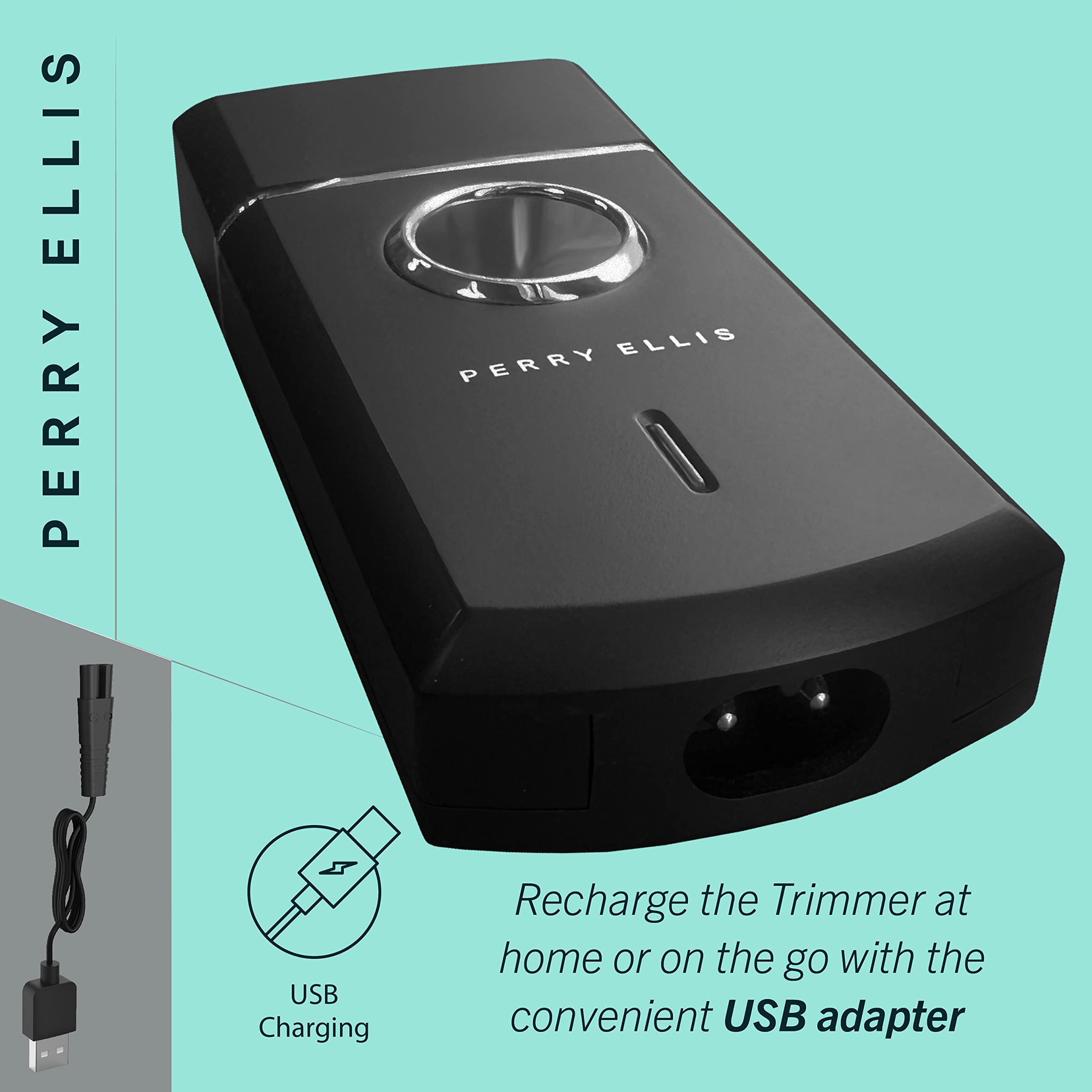 Perry Ellis Mens Travel Electric Shaver | Nickel Foil Shaver, Beard Trimmer For Men | Usb Rechargeable Face Shaver, Facial Hair