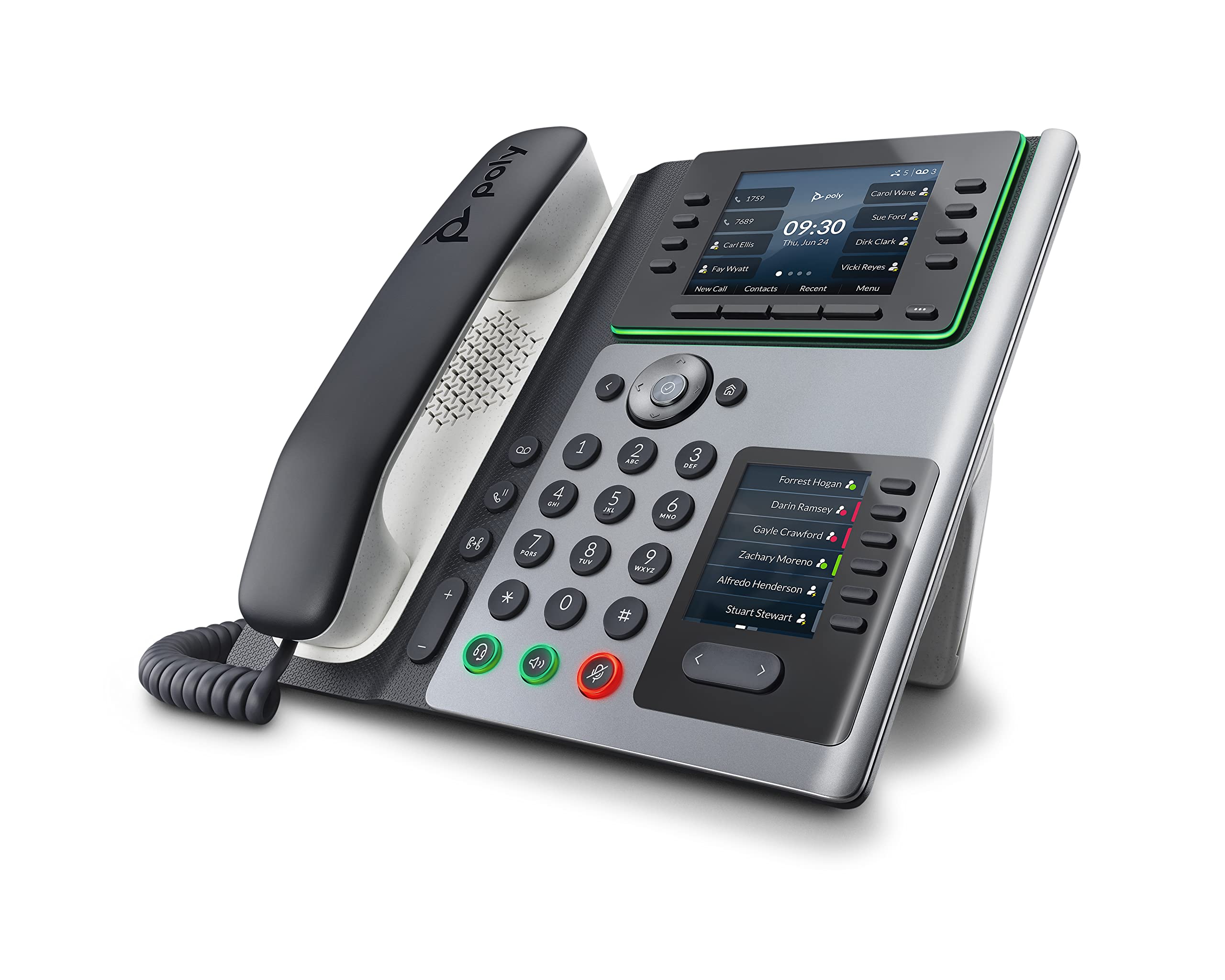 Poly Edge E450 IP Desk Phones (Plantronics + Polycom) - Easy to Install with Included Wi-Fi - 8-line Keys Supporting up to 32 Li