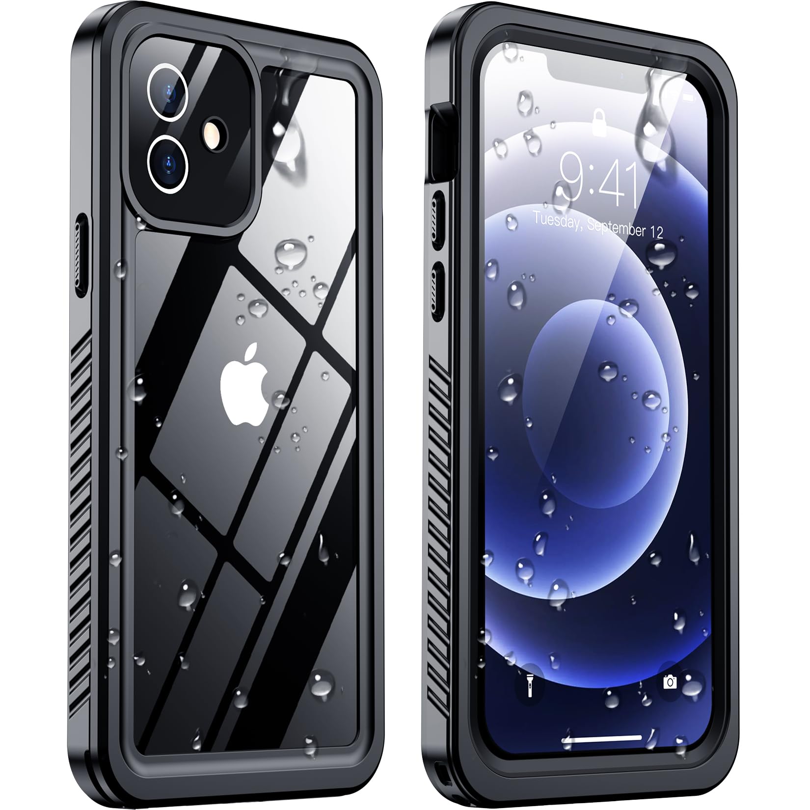 Temdan For Iphone 12 Case For Iphone 12 Pro Case,Waterproof Non Slip Shockproof Iphone 12 Waterproof Case,Black