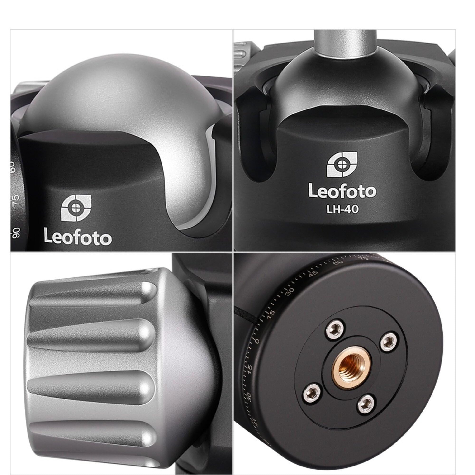 Leofoto Lh 40 40Mm Low Profile Ball Head Arca Compatible W Independent Pan Lock