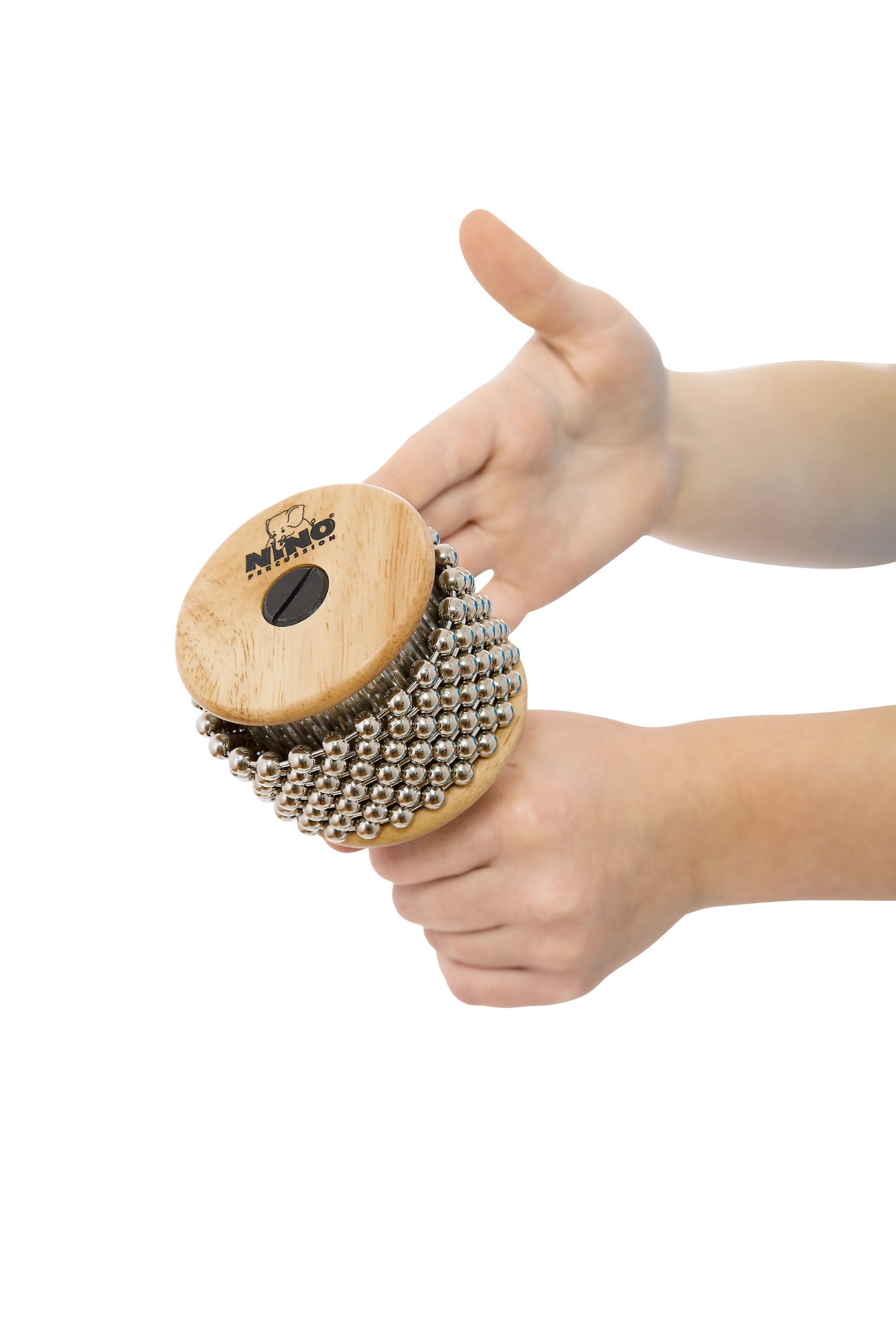Nino Percussion Nino702 Kids Wooden Cabasa With Stainless Steel Beaded Chain And Cylinder For Classroom Band/Music