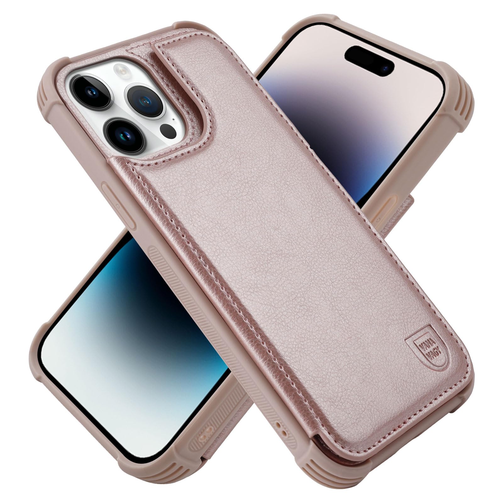 Vanavagy Wallet Case Compatible For Iphone 14 Pro For Women Men,Pu Leather Flip Folio Phone Cover Fits Magnetic Car Mount With C