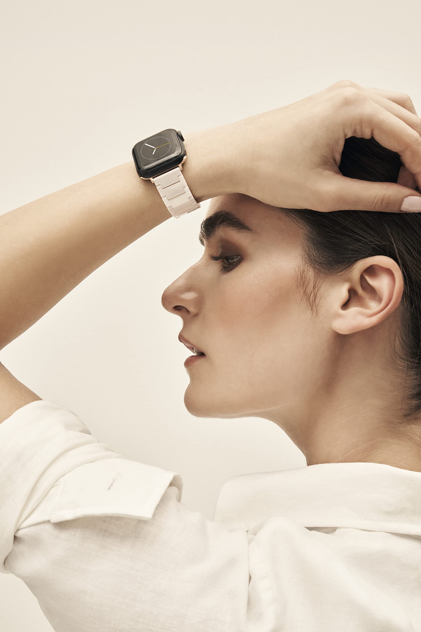 Withit Anne Klein Ceramic Link Fashion Bracelet For Apple Watch Secure, Adjustable, Apple Watch Replacement Band, Fits Most Wris