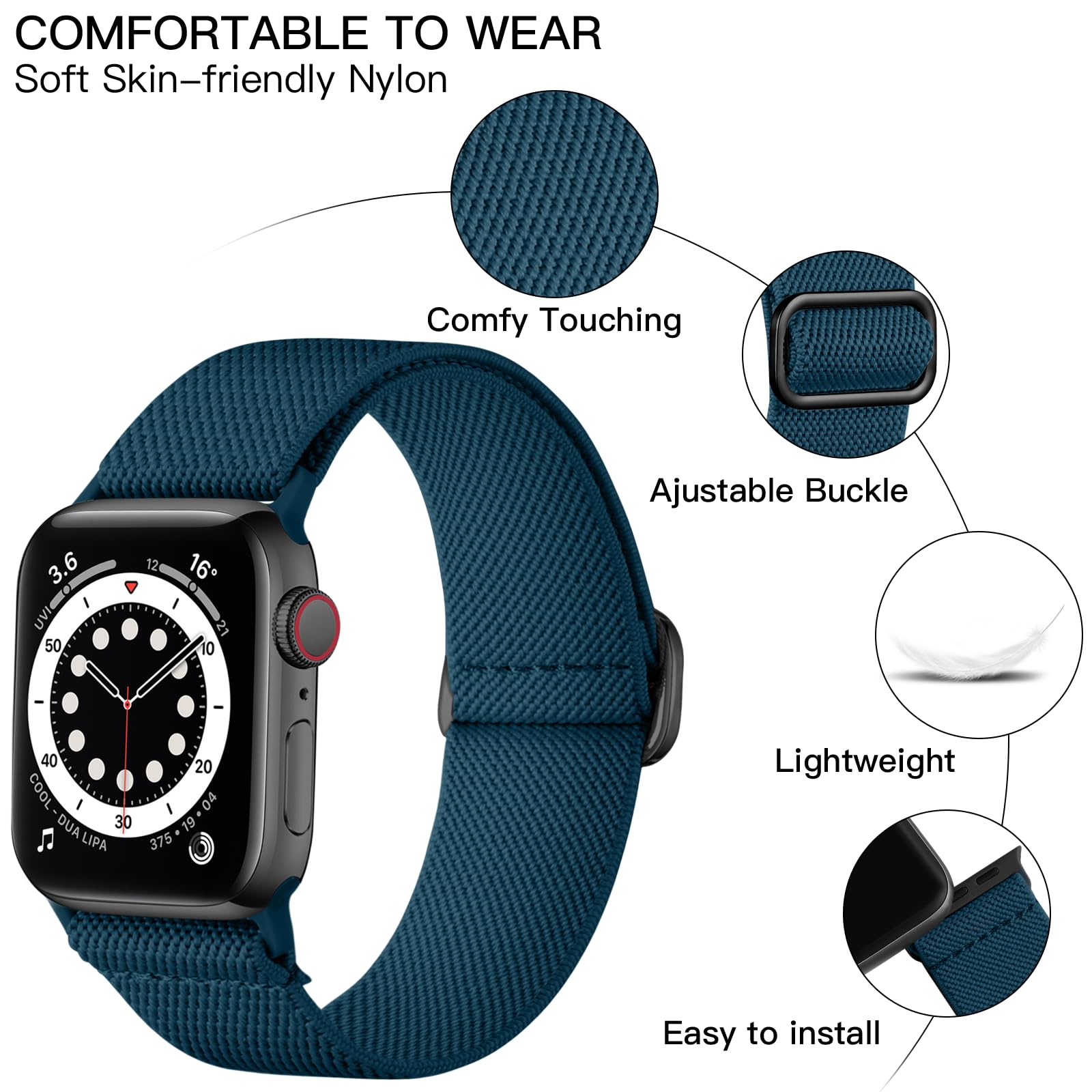 Lerobo Compatible With Apple Watch Ultra Band 44Mm 45Mm Series 10 9 8 Ultra 2 49Mm 46Mm 42Mm Men Women Stretchy Nylon Solo Loop