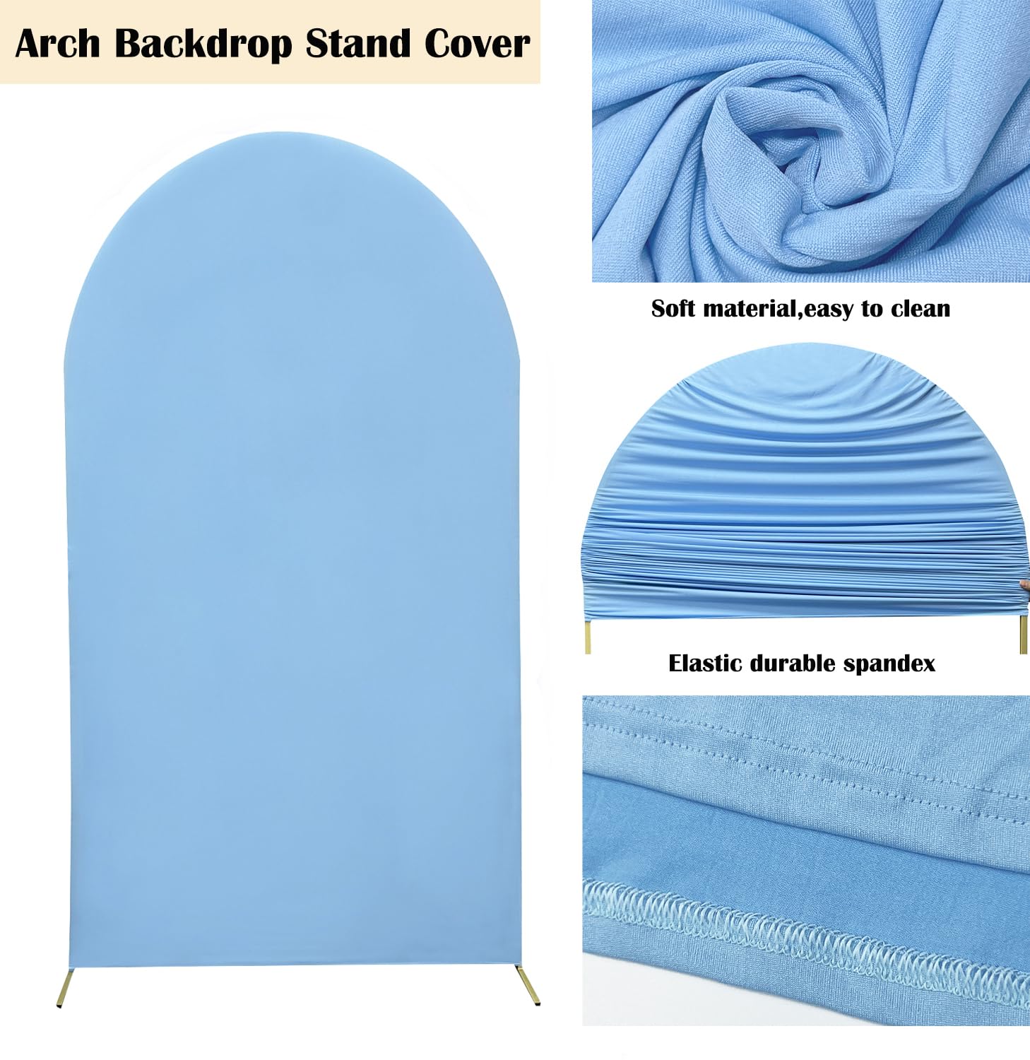 Maiangel 7.2Ft Spandex Stretchy Arch Cover, Dusty Blue, Included Components: 2 Sided Round Top Chiara Backdrop For Party, Birthd