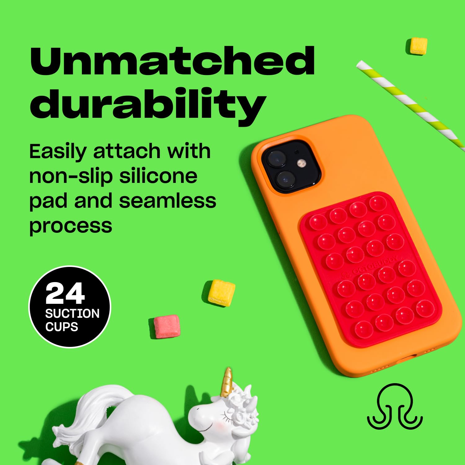 Octobuddy   Silicone Suction Phone Case Adhesive Mount   Hands Free, Strong Grip Holder For Selfies And Videos   Durable, Easy T