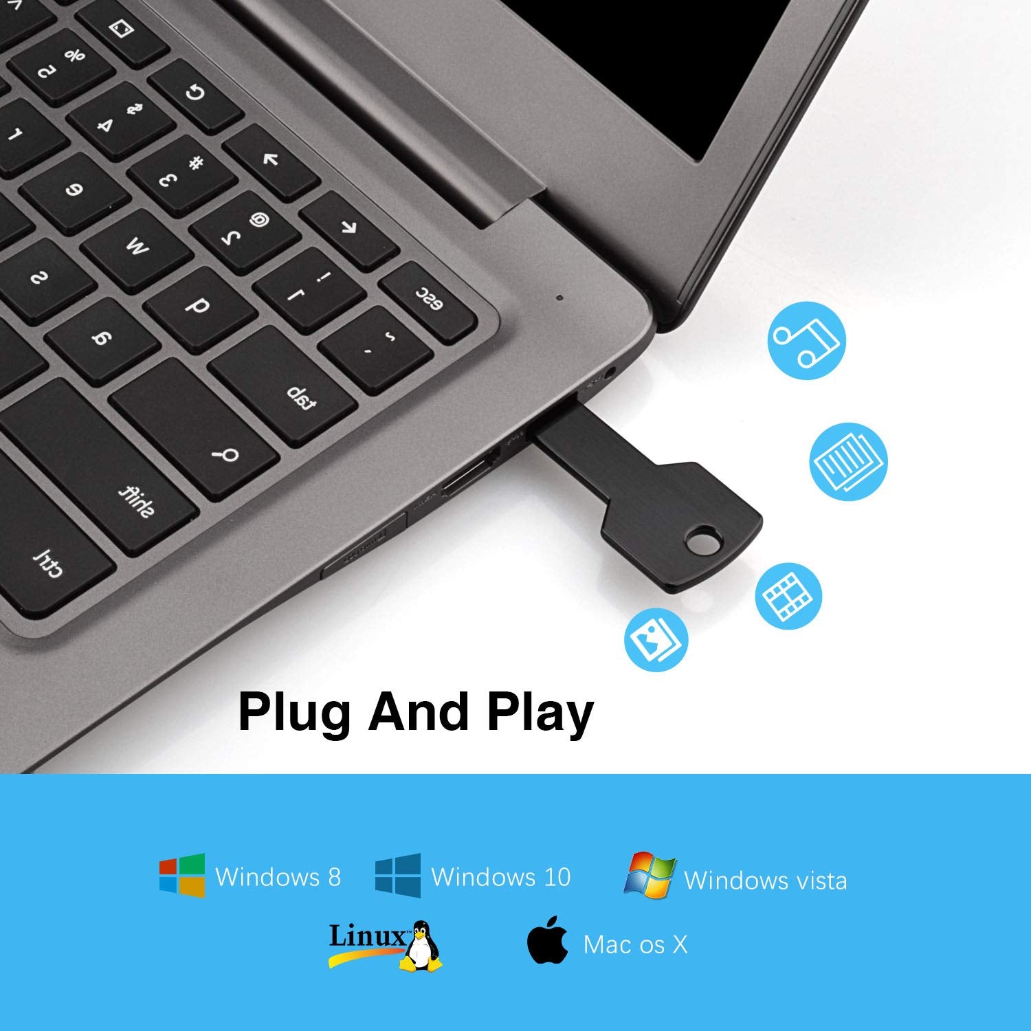 Raoyi 10 Pack 32Gb Usb Flash Drive Usb 2.0 Metal Key Shape Memory Stick Thumb Drive Pen Drive Black