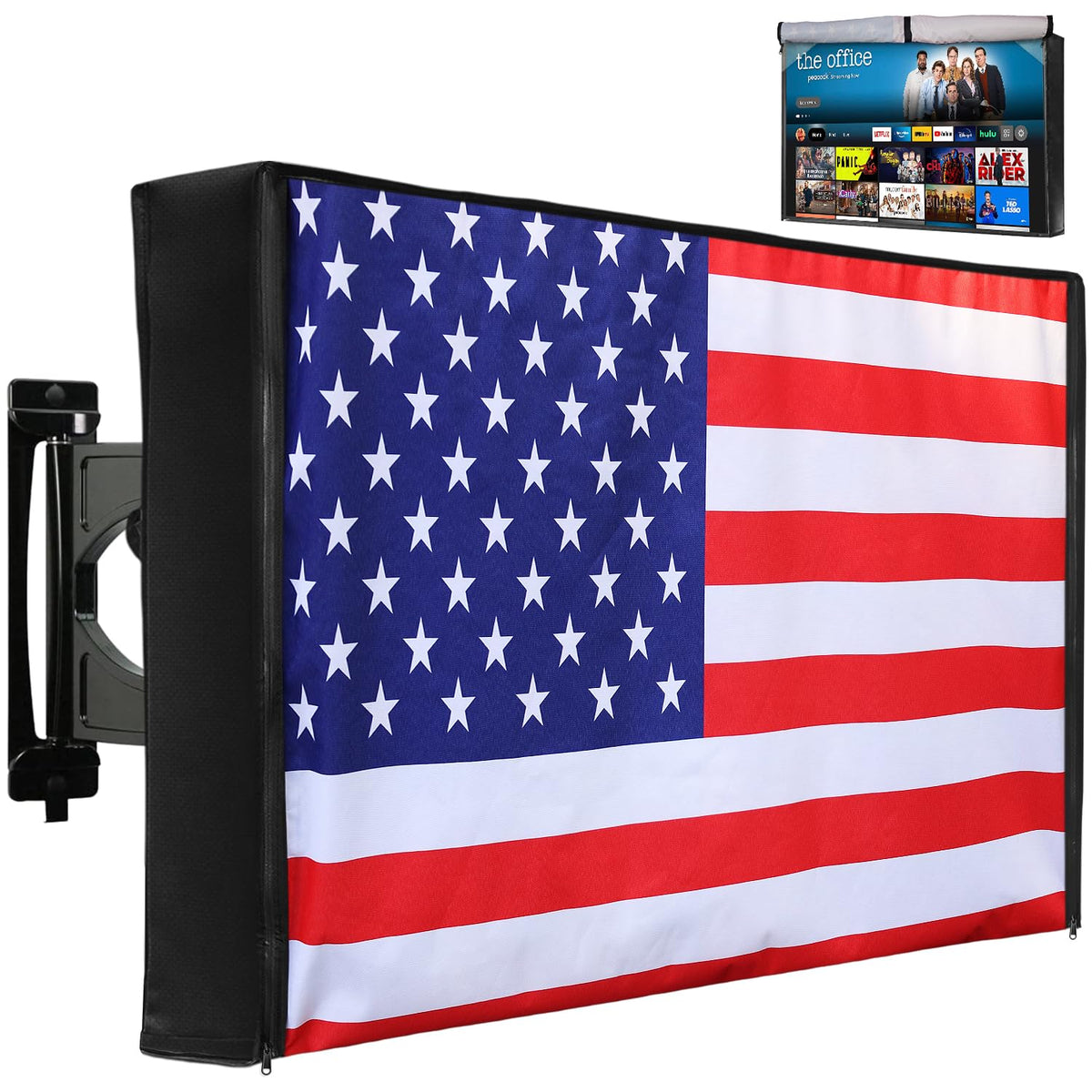 Outdoor TV Cover 30 to 32 Inch Weatherproof, Zipper Waterproof Outside TV Covers Heavy Duty 600D Oxford TV Covers Outdoor TV Screen Protectors Shield with Front Flap for Flat Screen Outdoor TVs