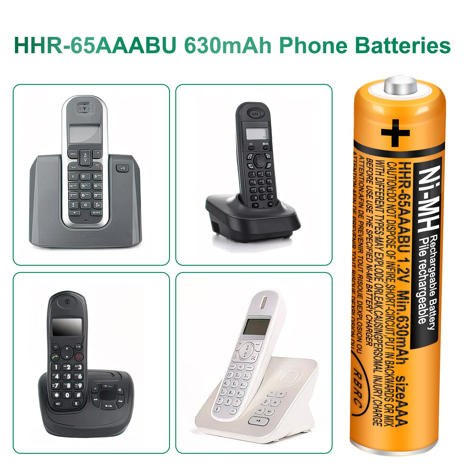 Triangle Power 8 Pack Hhr 65Aaabu Ni Mh Rechargeable Batteries 1.2V 630Mah Aaa Battery For Panasonic Cordless Telephone Batterie