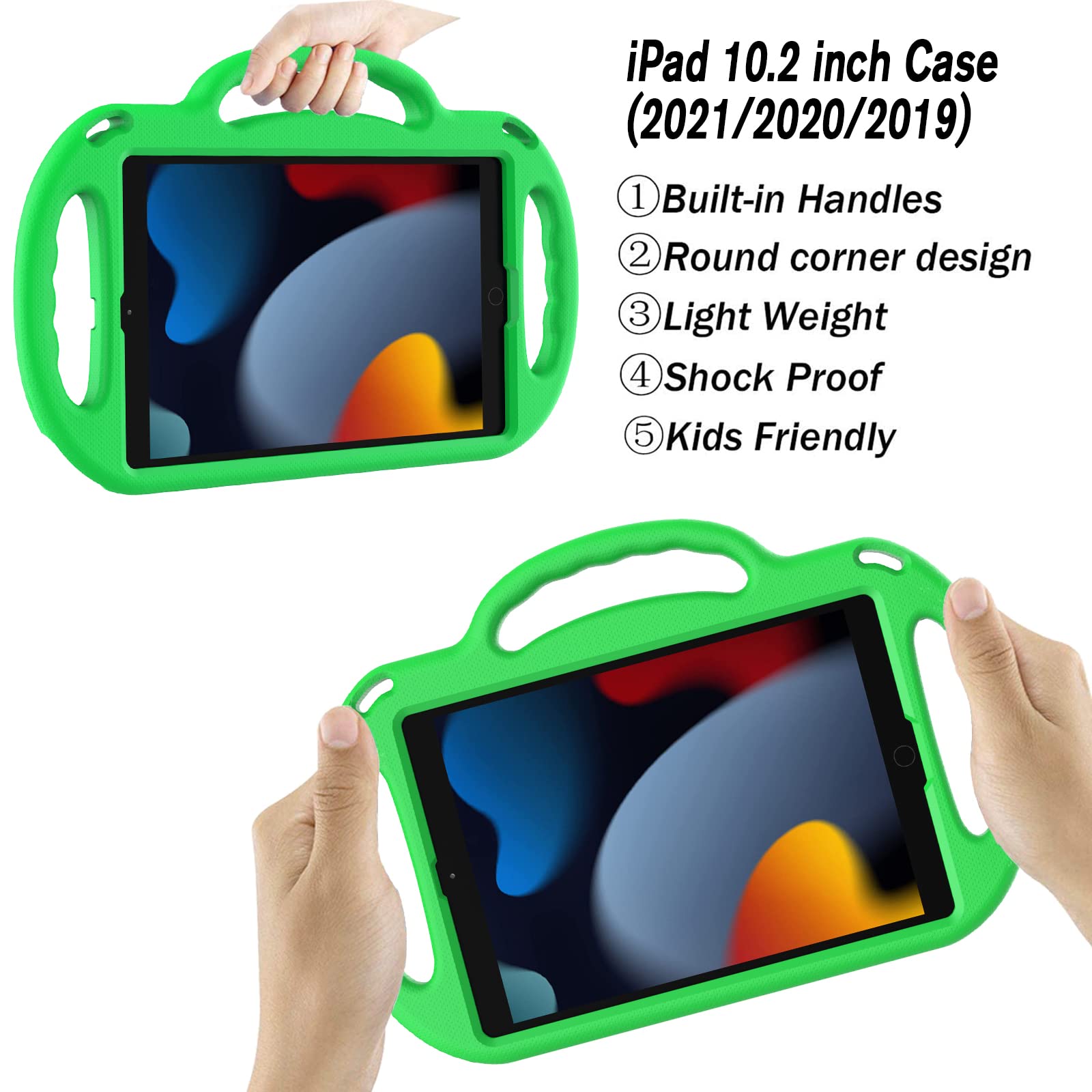 Ltrop New Ipad 9Th Generation Case,Ipad 10.2 Case,Ipad 8Th/7Th Generation Case For Kids,Shockproof Handle Stand Shoulder Strap K