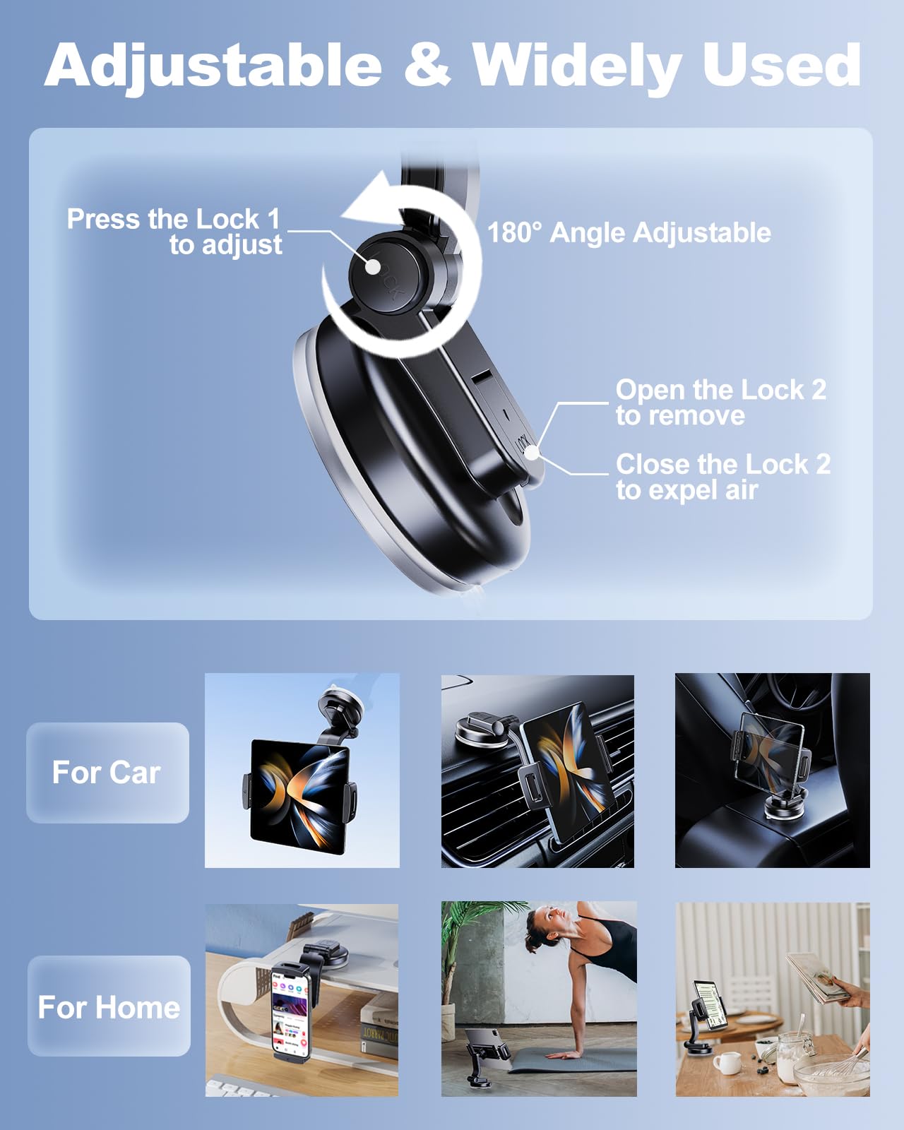 Dicmky Car Phone Mount For Samsung Galaxy Z Fold 6 5 4 3 2 - Folding Screen/Tablet Holder For Car Dashboard 360 Rotatable Fit Fo