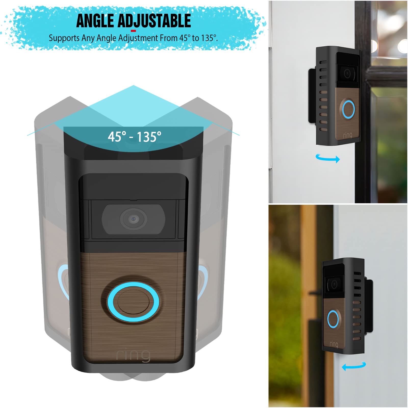 Anti Theft Doorbell Mount With Adjustable Angle(45 135 Degrees),Upgraded Steel Metal Bracket For Ring Battery Video Doorbell 2/3