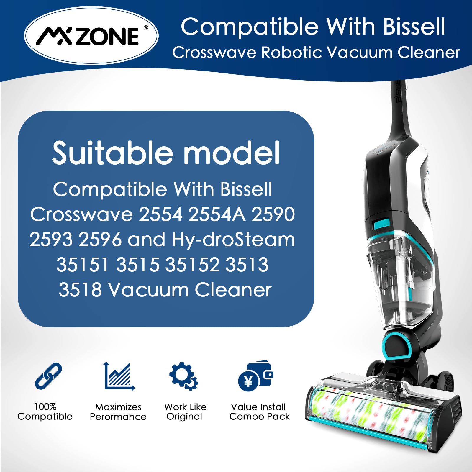 2554A 2590 Crosswave  Replacement Parts For Bissell Crosswave Cordless Max 2593 2596 2597 Roller Brush Replacement For Hydrostea