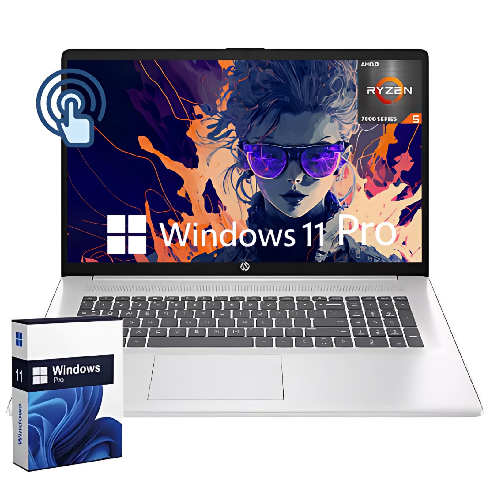 Hp 2023 Newest 17'' Laptop, Amd Ryzen 5 7530U(Beats I7 9750H), Hd Led 17.3''Touchscreen Display, 32Gb Lpddr4 Ram, 1Tb Ssd, Win11