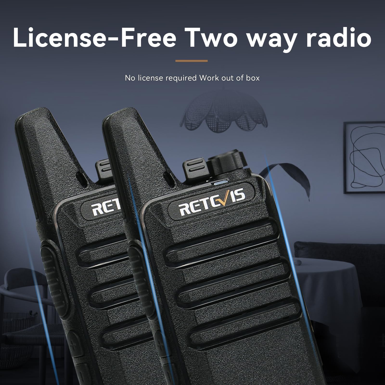 Retevis Rt22 Walkie Talkies Rechargeable,Long Range Two Way Radio,2 Way Radio For Adults, Handsfree Vox Mini, For Business Office School Church Restaurant Retail(Black,10 Pack)