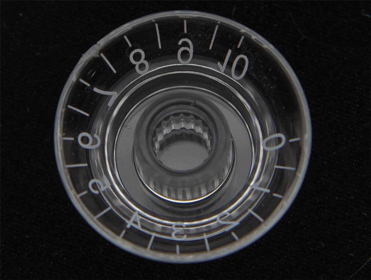 Dopro 4Pcs Clear W/White Number Lp Guitar Bell Knobs Top Hat Knobs For Epi Les Paul/Import Guitar Bass W/Coarse 5.8Mm Split Pots