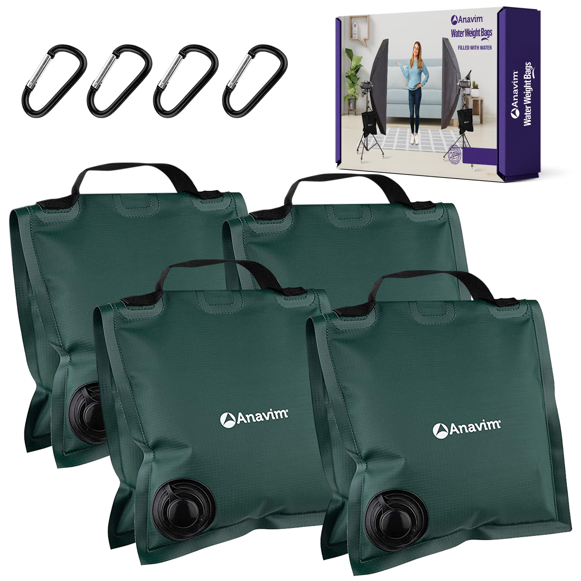 Anavim Heavy Duty Water Weight Bag Saddle Design 4 Pack Photo Video Studio Stand, Backyard, Outdoor Patio, Sports (Green)