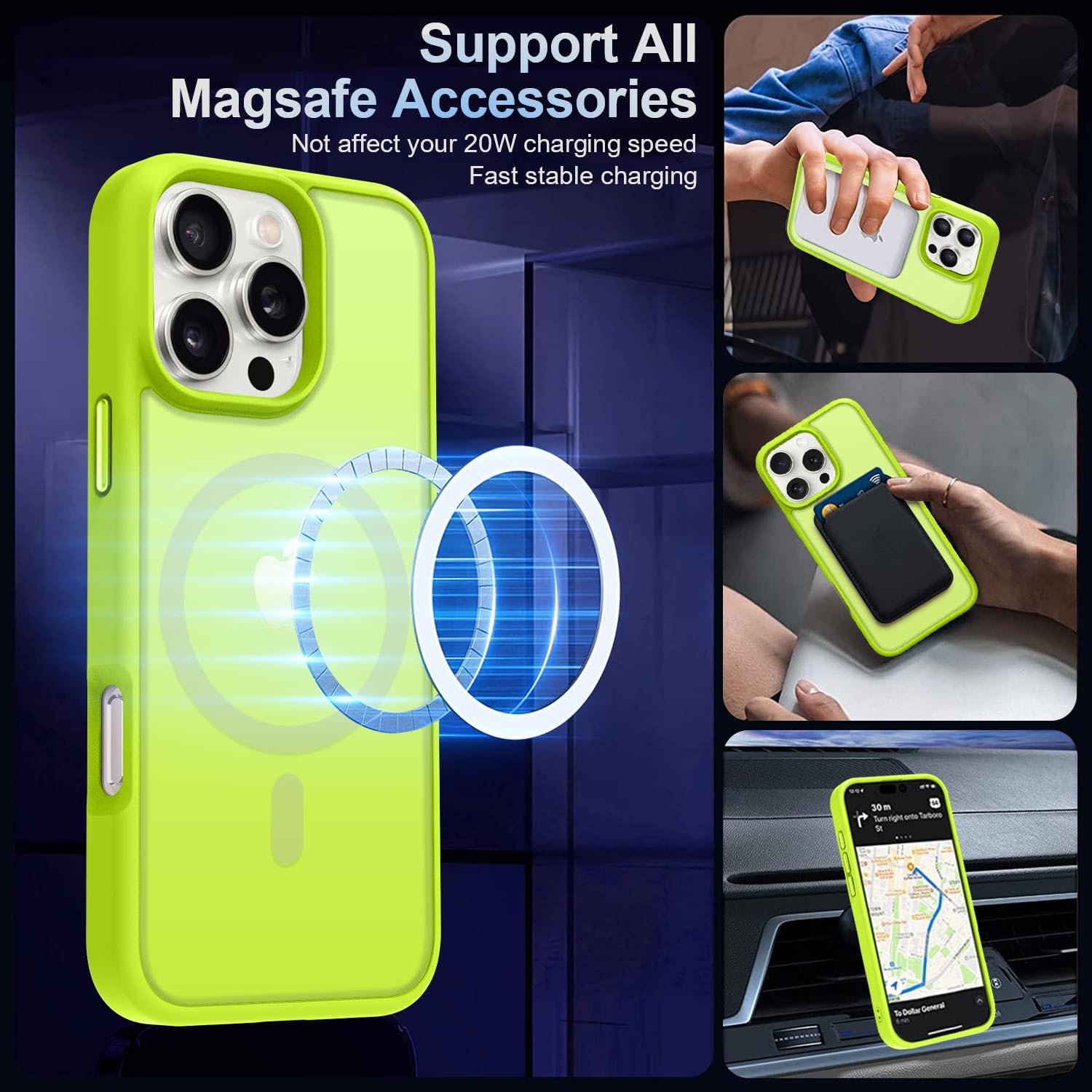 Mocca Strong Magnetic For Iphone 16 Pro Max Phone Case, [Compatible With Magsafe][16Ft Mil Grade Drop Protection] Translucent Ma