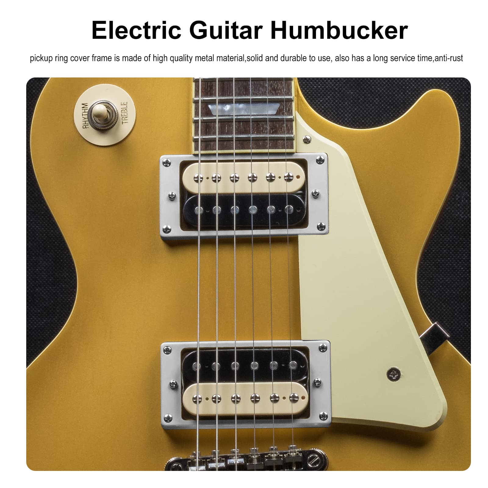 Maxcheer 2Pcs Metal Iron Flat Humbucker Pickup Ring For Electric Guitar Replacement (Chrome)