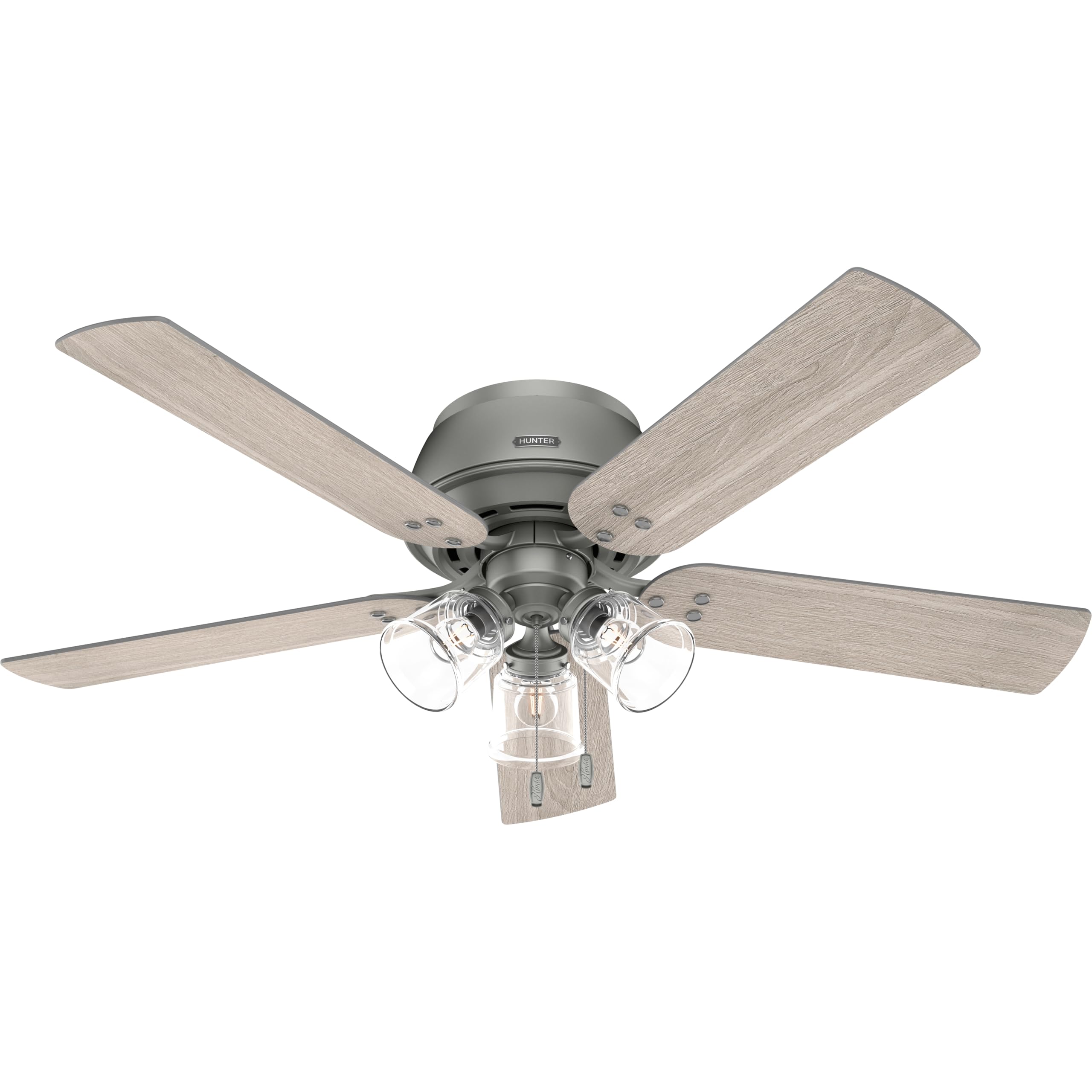 Hunter 52 inch Indoor Ceiling Fan with LED Lights - Ceiling Fan with Pull Chain, For Bedroom, Living Room, or Kitchen, Low Profi