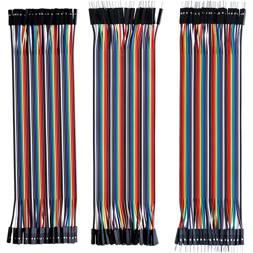 Mmobiel 120 Pcs Multicolored Dupont Breadboard Jumper Wires 40 Pin M/F, 40 Pin M/M, 40 Pin F/F Ribbon Cables Kit Compatible With