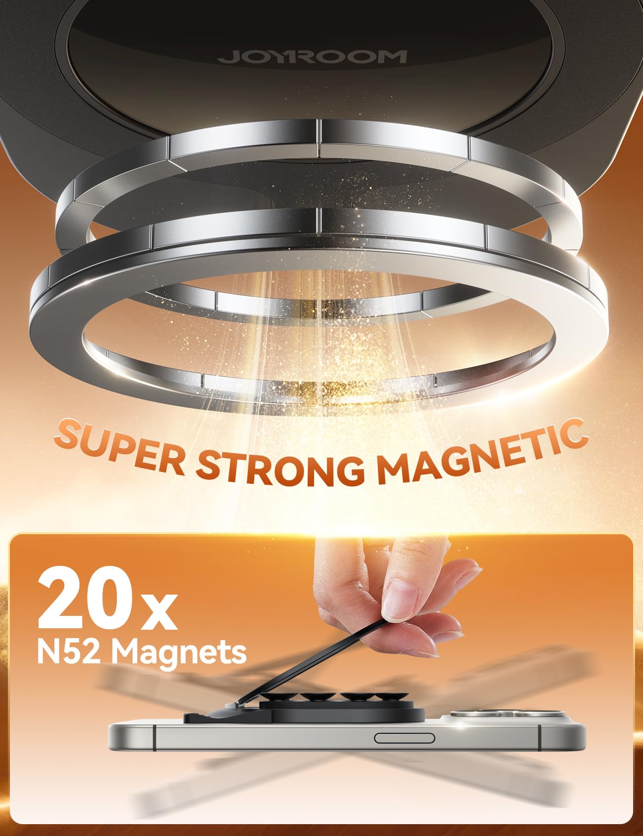 Joyroom Suction Cup Phone Mount, Magsafe Phone Grip With Pull Ring, Silicone Suction Phone Ring Stand For Iphone Samsung Android